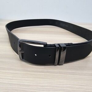 NEXT Leather Belt 36 Medium Black Solid Italian Dress Suit Formal Business ITALY